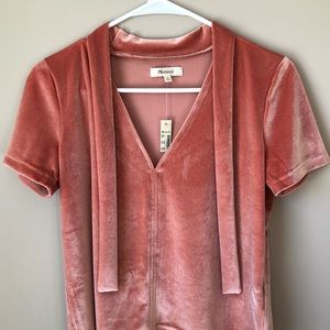 Madewell Velvet Tie-Neck Top